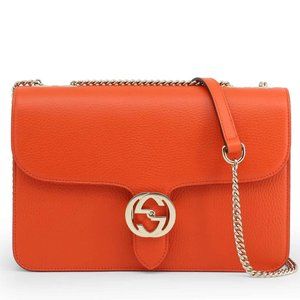 Gucci Orange Leather Interlocking GG Crossbody Bag